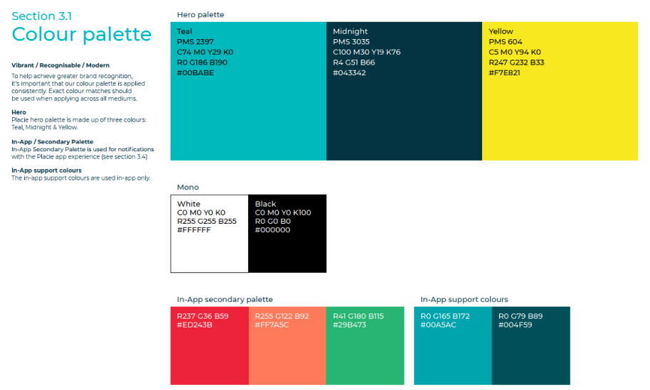Placie colour palette